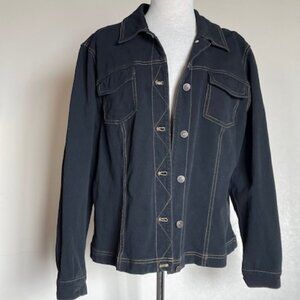 Coldwater Creek Charcoal Black Knit Jean Jacket sz 1X